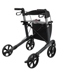 Leopard rollator i antracitgrå med 55 cm sædehøjde set bagfra