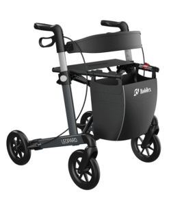Leopard rollator i antracitgrå med 55 cm sædehøjde og SOFT hjul