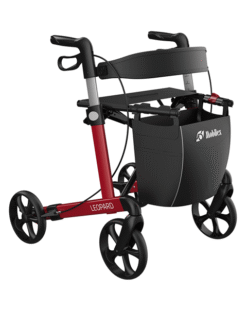 Leopard rollator i rød med 55 cm sædehøjde