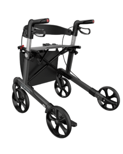 Leopard rollator i antracitgrå med 50 cm sædehøjde set bagfra