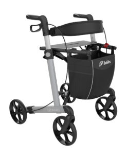 Leopard rollator i platin sølvfarvet med 62 cm sædehøjde