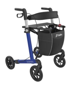 Leopard rollator i blå med 62 cm sædehøjde og SOFT hjul