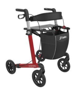 Leopard rollator i rød med 62 cm sædehøjde og SOFT hjul