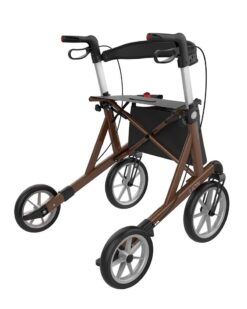 Lion rollator fra Mobilex i brunmetal set skråt bagfra