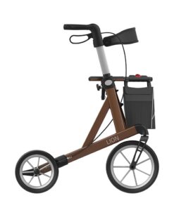 Lion rollator fra Mobilex i brunmetal set fra siden