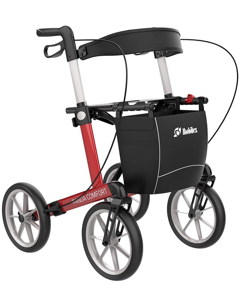 Panda Comfort rollator fra Mobilex i rød set forfra