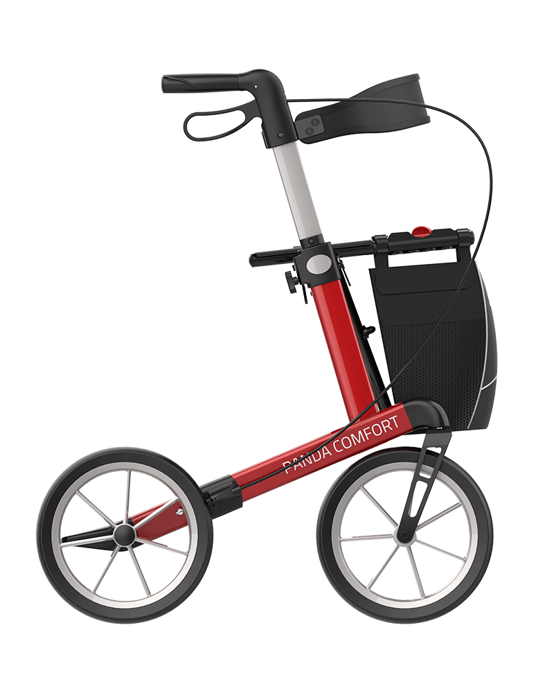 Panda Comfort rollator fra Mobilex i rød set fra siden