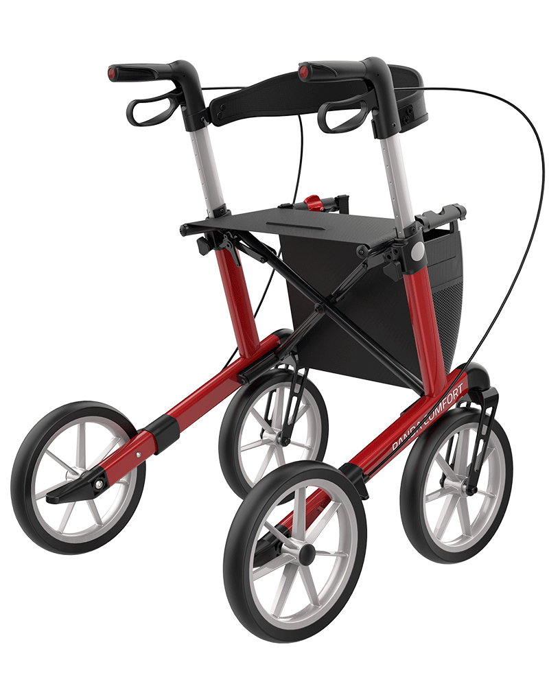 Panda Comfort rollator fra Mobilex i rød set bagfra